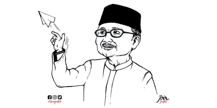 gambar karikatur bj habibie hitam putih