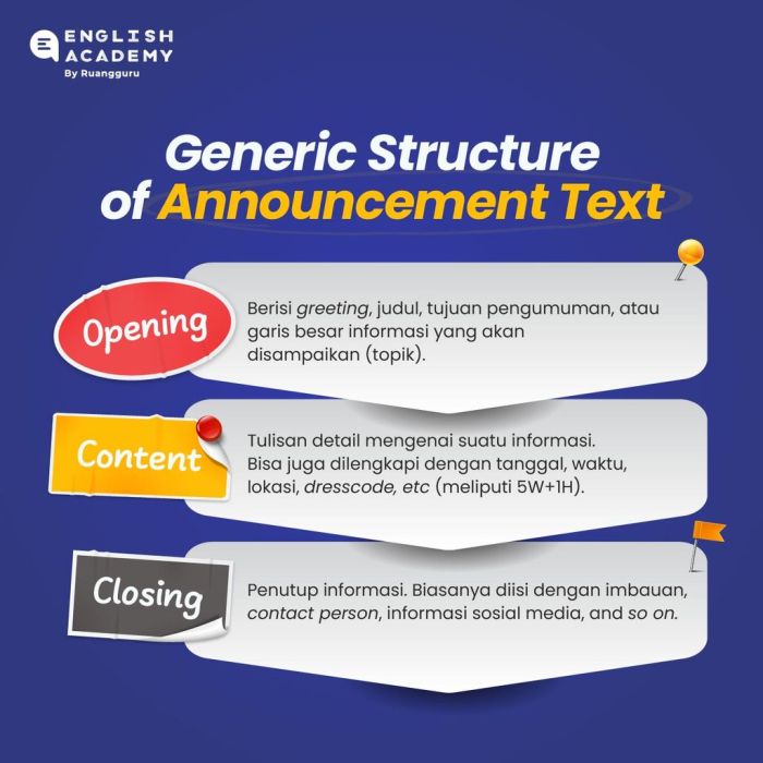 generic structure of announcement