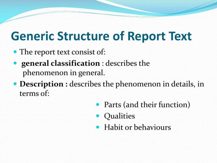 Generic structure of report text in english