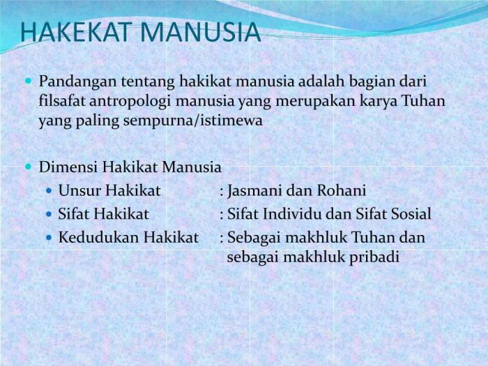 pengembangan dimensi hakikat manusia