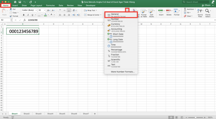 cara menghilangkan angka di excel