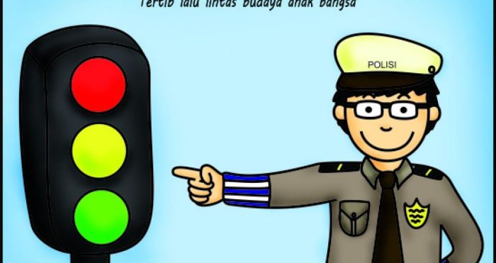 Lintas rambu kartun taat polisi peraturan simbol petunjuk