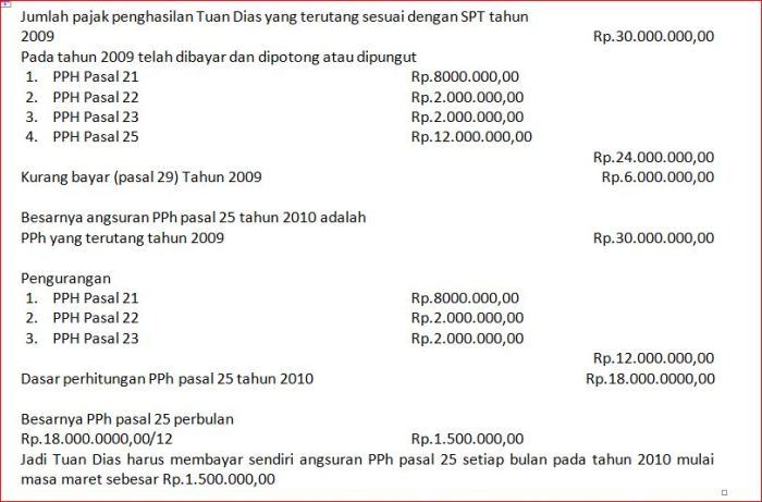 contoh soal pph pasal 25