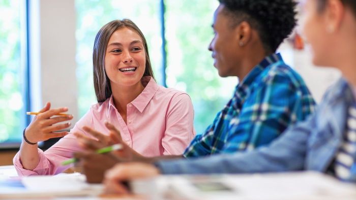 the two students are discussing