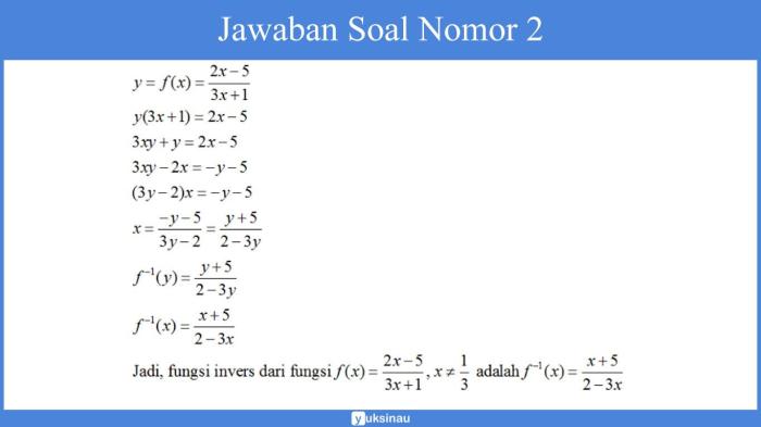 contoh soal fungsi invers pecahan