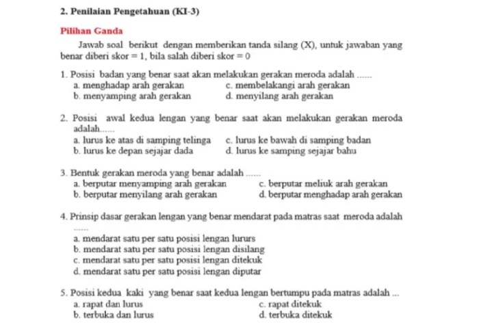 soal senam lantai kelas 8