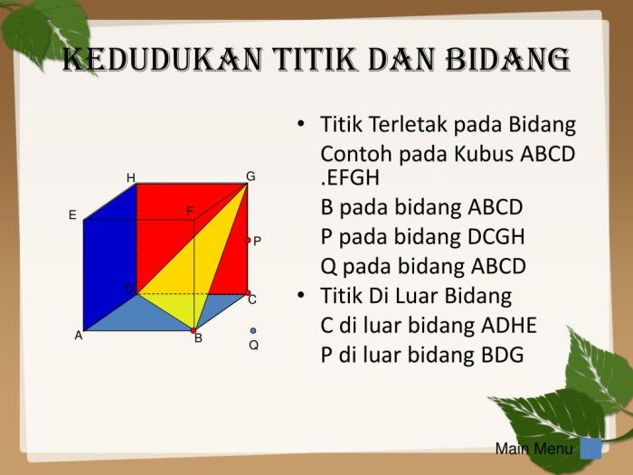 kedudukan titik garis dan bidang terbaru