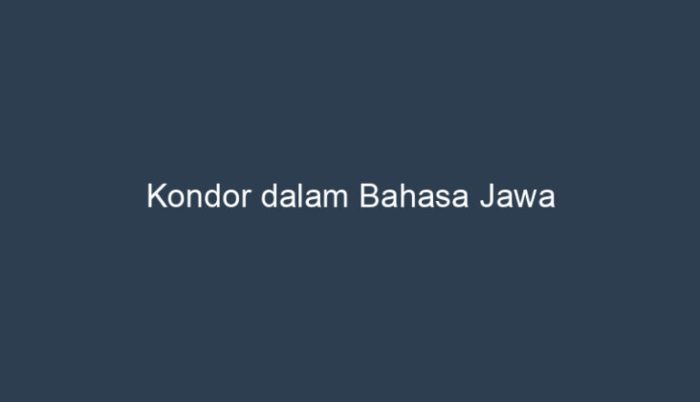 kondor dalam bahasa jawa terbaru