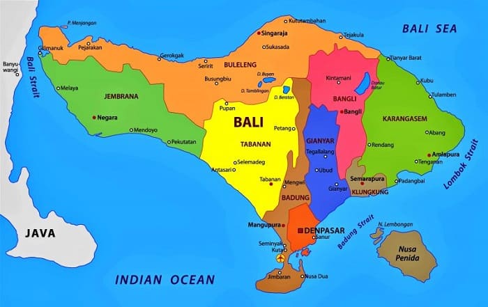 peta pulau bali dengan skala