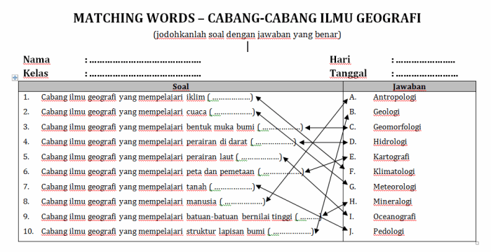 contoh soal menjodohkan pai