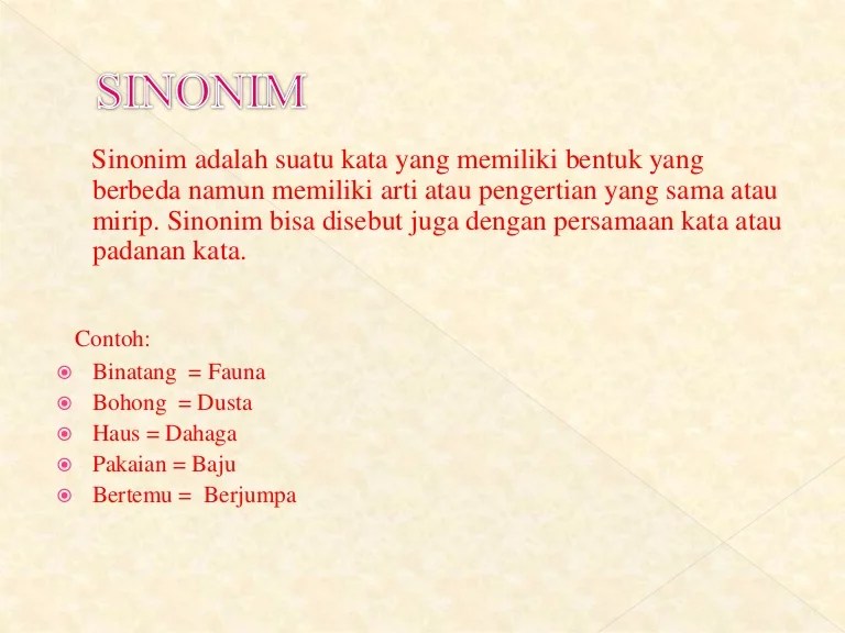 sinonim penggunaan perhatikan diterapkan keterkaitan mempunyai sama makna