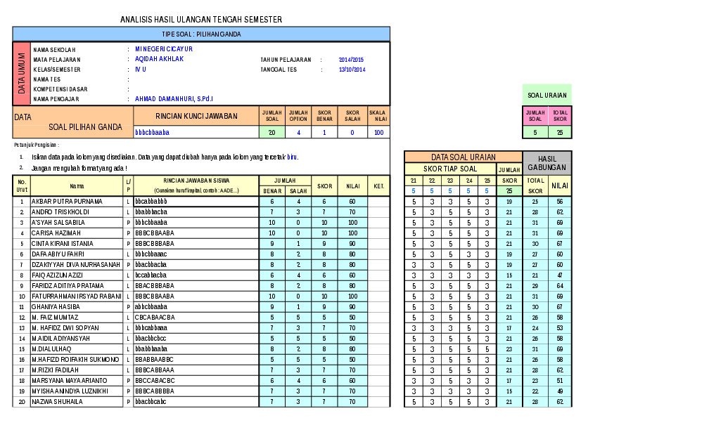 soal excel pilihan ganda terbaru