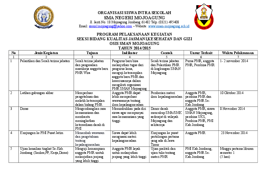 program kerja osis bidang kesehatan