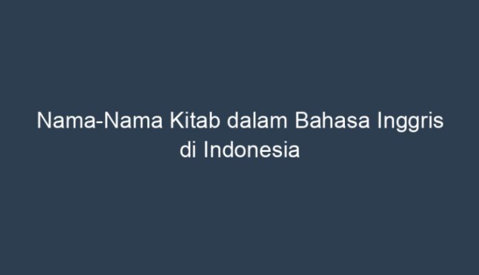 nama nama kitab dalam bahasa inggris terbaru