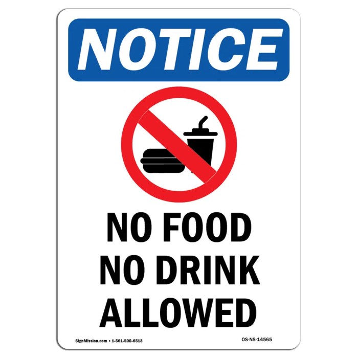 notice no food or drink in this area terbaru