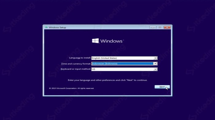 langkah instalasi windows 10