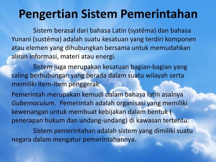 pengertian sistem pemerintahan indonesia