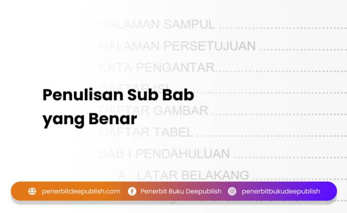 penulisan sub bab yang benar terbaru