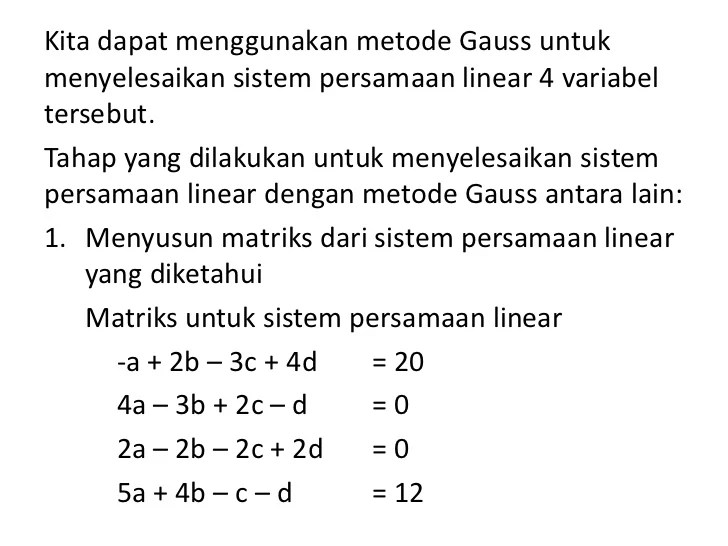 sistem persamaan linear 4 variabel terbaru