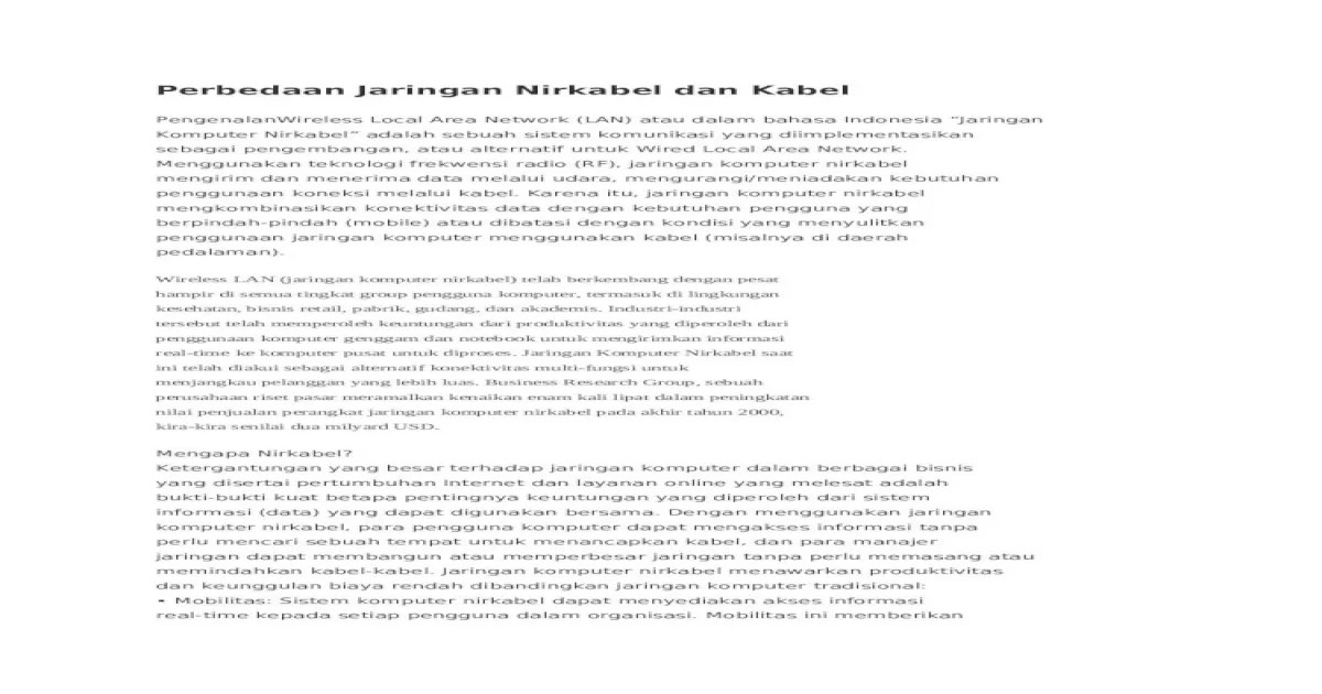 wired jaringan kabel konektivitas nirkabel kelebihan lokal komunikasi mengenal makalah pengertian kekurangan materi netword publik kelebihannya