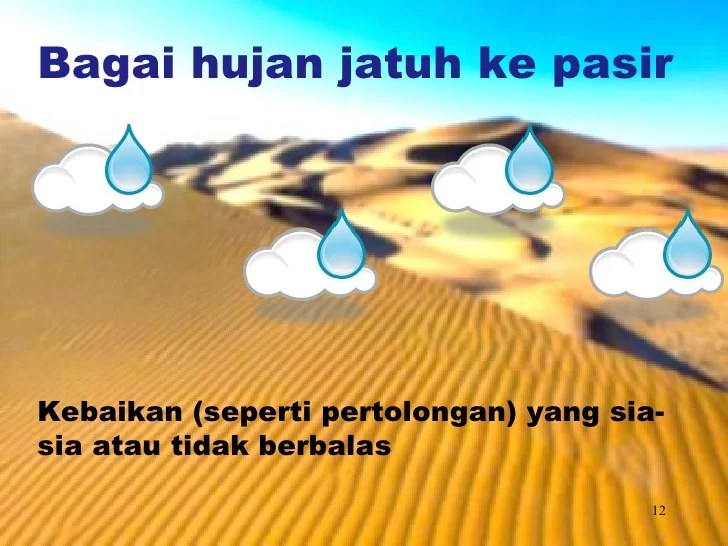 peribahasa menengah hujan jatuh pasir bagai