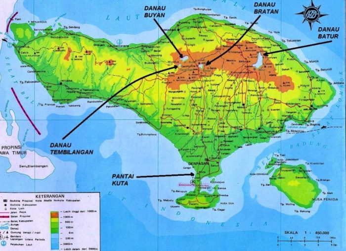 peta pulau bali dengan skala