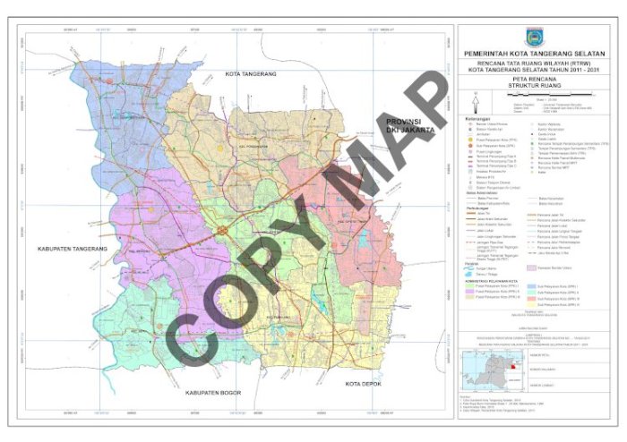 peta rtrw dki selatan tangerang 2030 kelurahan kabupaten compatibility bahan paparan zonasi barat