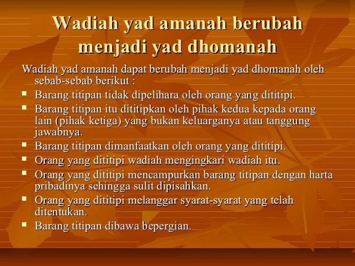 contoh wadiah yad amanah