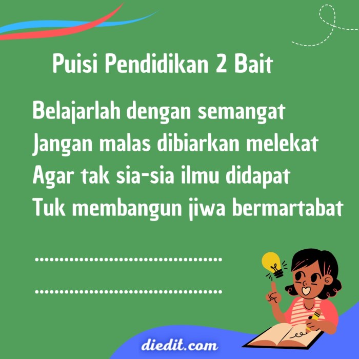 puisi lingkungan hidup bait bertema keindahan pendidikan hewan bergambar sekolahku singkat abab kumpulan bersajak bersih smp aj peliharaan indah sawah