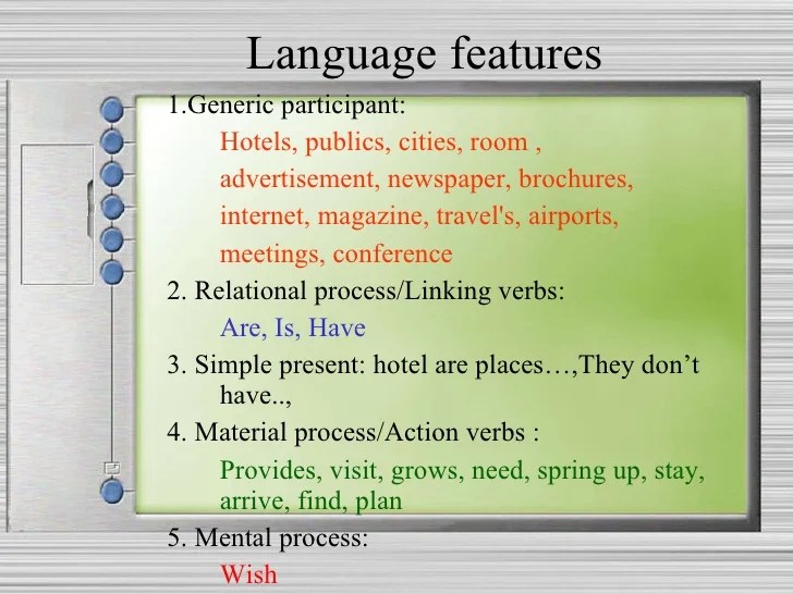 language features of report text