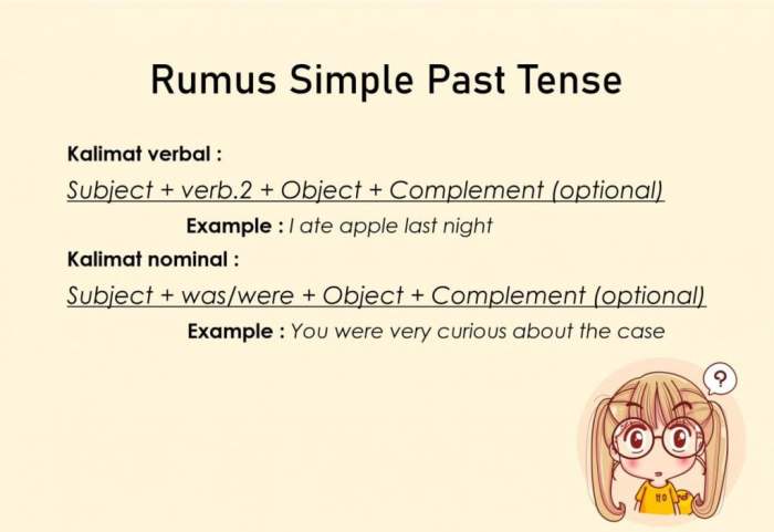 Contoh kalimat non verbal simple past tense