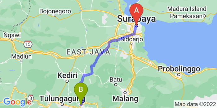 blitar ke surabaya berapa jam