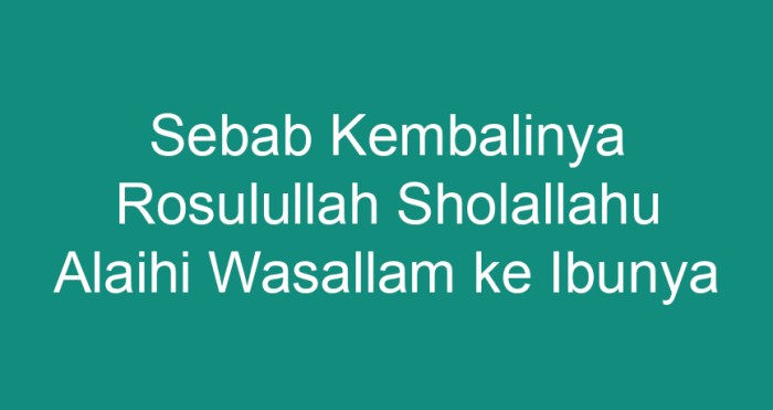 sebab kembalinya rasulullah ke ibunya