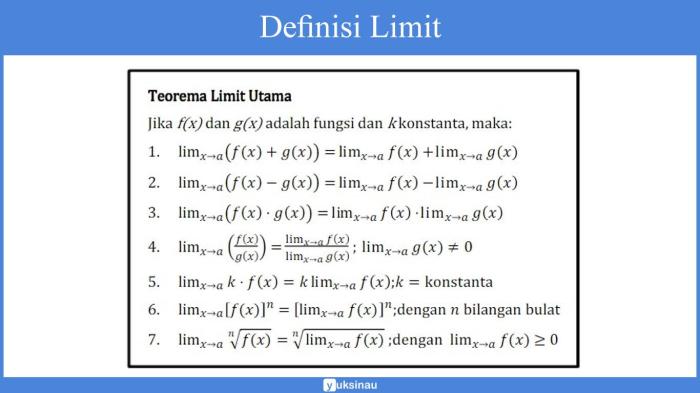 sifat sifat limit tak hingga