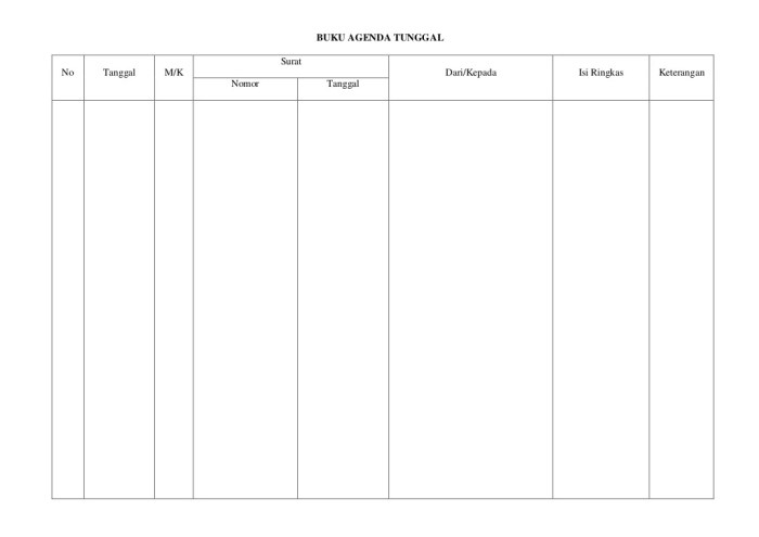 format buku agenda tunggal