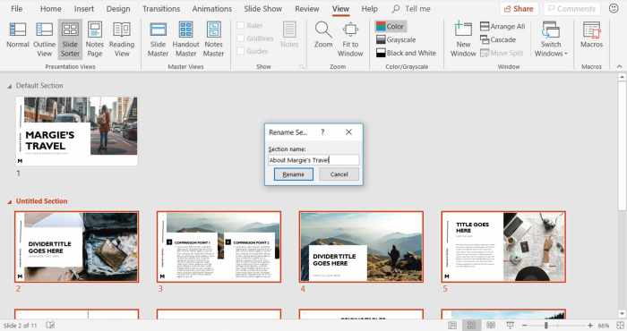 slide sorter pada powerpoint