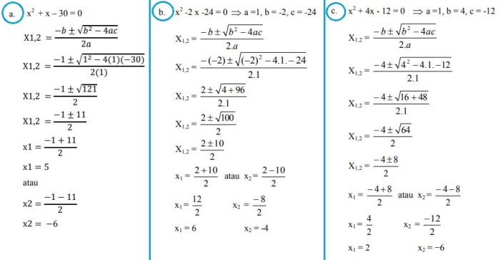 contoh soal persamaan kuadrat kelas 10