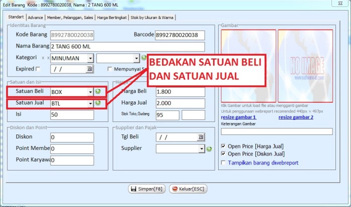 kode harga barang dengan huruf