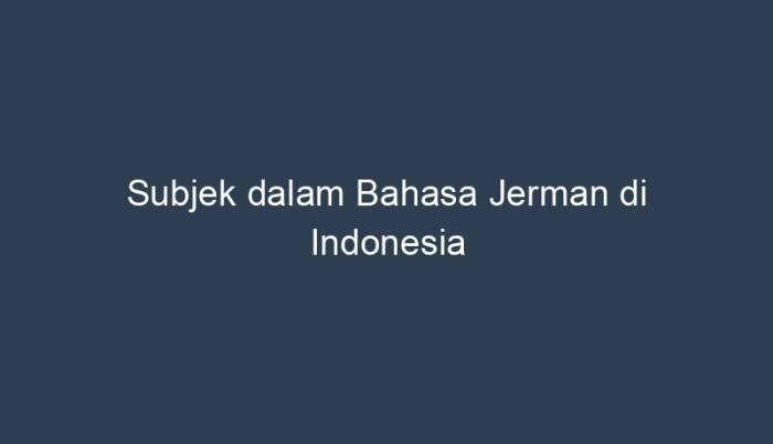 subjek dalam bahasa jerman