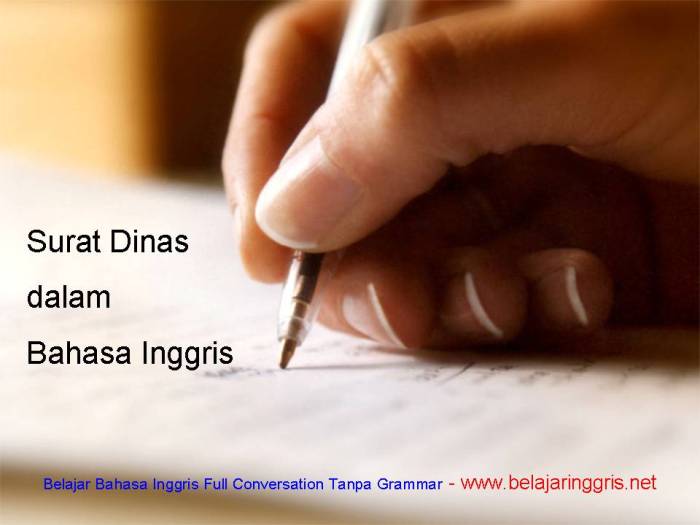 surat bahasa inggris dinas beserta terjemahan artinya ras