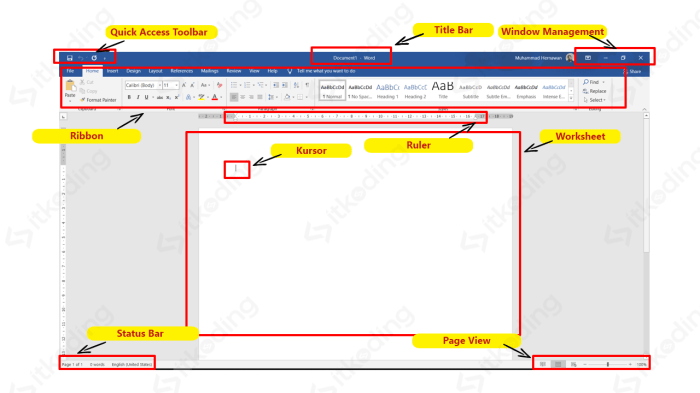 bagian bagian lembar kerja microsoft word terbaru