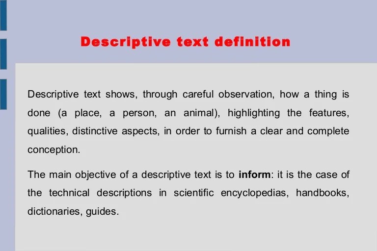 what is the function of descriptive text