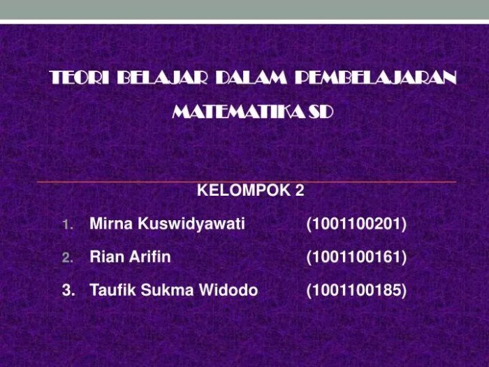 teori belajar matematika sd