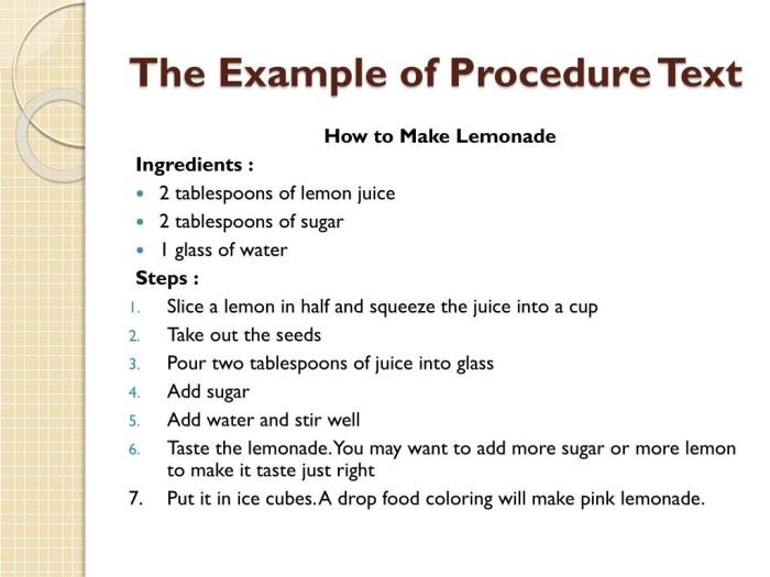 generic structure of procedure text