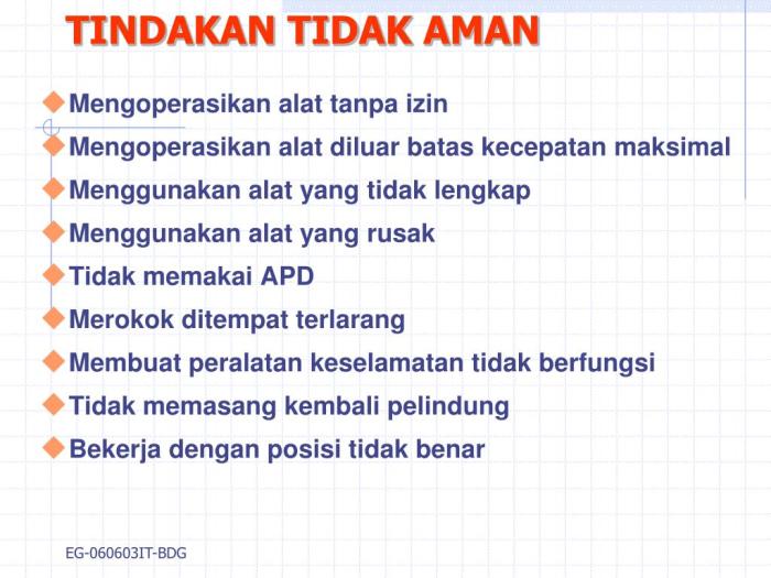 contoh tindakan tidak aman