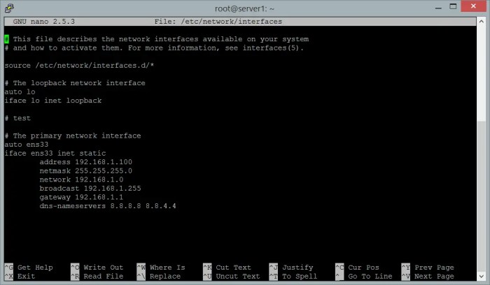 server cara konfigurasinya nano interfaces