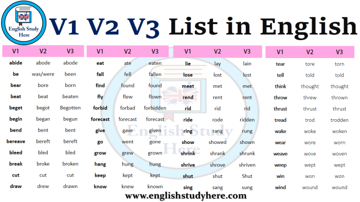 verbs irregular v5 participle verb words tense acted grammar participles bake siswa esl