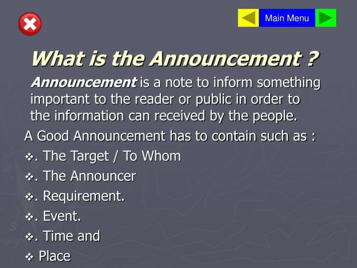 what is the topic of the announcement