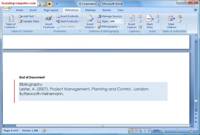 fungsi references pada microsoft word terbaru